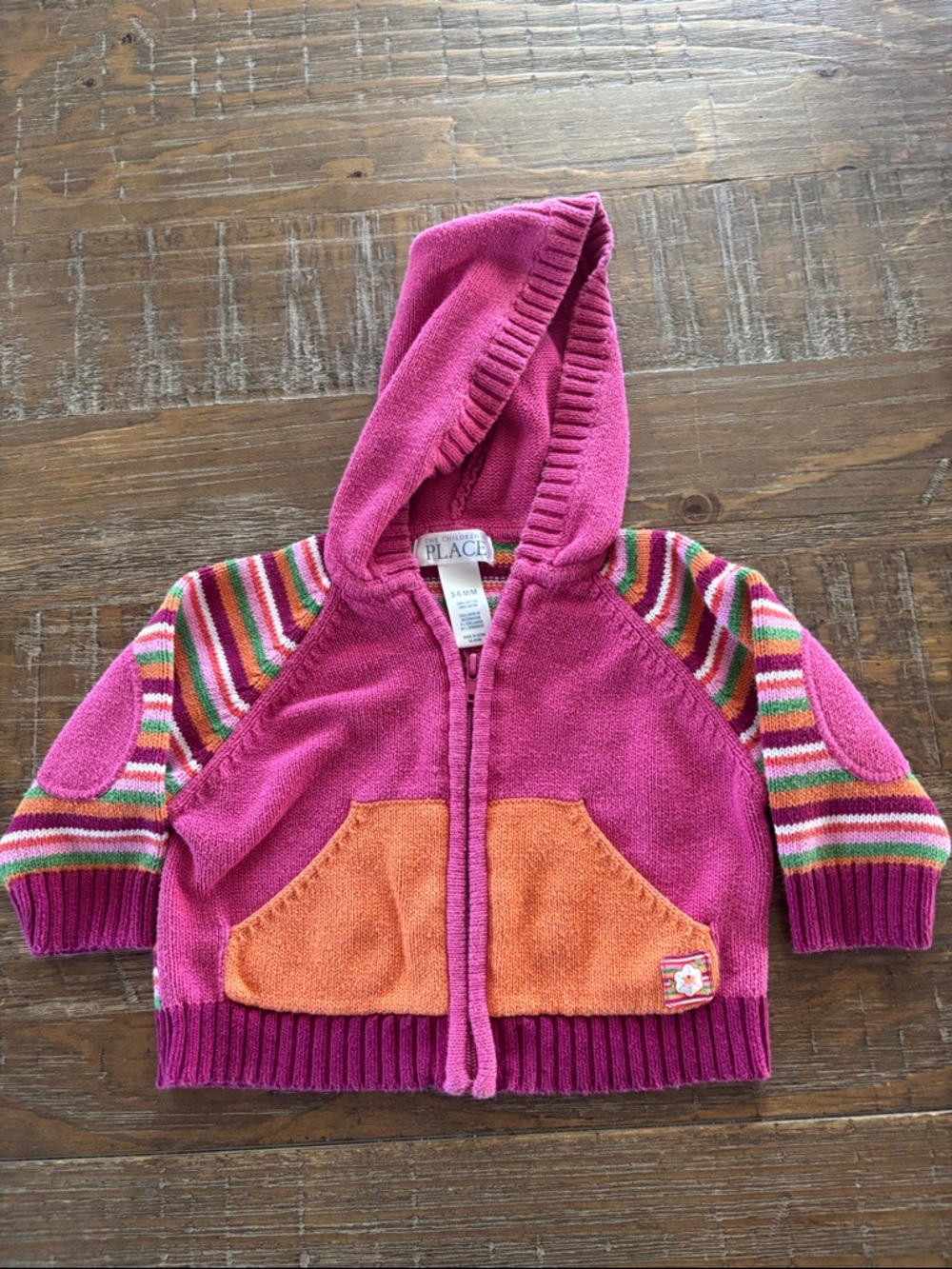 5/$10 Y2K The Children's Place Colourful Zip-Up Knit Hoodie